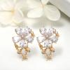 Versión Coreana Transfronteriza Estilo Nuevo Pendientes Semi-Terminados Chapados en Cobre Dorado para Mujer con Incrustación de Circonita Lazo Forma de C Accesorios para Pendientes DIY