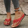 Estilo Verano 2021 Estilo Europeo y Americano Espiga Cuña Color Sólido Casual Chanclas Florales para Mujer Talla Grande Inventario Listo Transfronterizo Tacones Altos