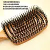 Peine Hueco de Cerdas de Jabalí Coreano para Estilo de Corona Alta Esponjosa y Costillas, Peine Masajeador Especial para Mujeres con Cabello Largo, Uso en Casa
