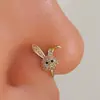 Venta Caliente Transfronteriza Creativo Europeo y Americano Personalizado Sin Perforación Joyería para Nariz Moda Diamante Incrustado Conejo de Amor Set de Pinza para Nariz Clavo de Nariz para Mujeres