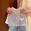 Conjunto de Primavera 2026 para Niñas Nuevo Elegante Chaleco de Punto Infantil, Camiseta Básica y Pantalones de Mezclilla Conjunto de Tres Piezas para Bebés Niñas