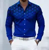 Temporada de primavera y otoño, nueva camisa casual de manga larga para hombre con estampado de puntos coloridos 3D moderno estilo europeo y americano, al por mayor