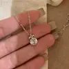 Colar Retrô Dinâmico de Íris com Pequeno Diamante Único Ultra-Fino Estilo Francês, Colar Minimalista com Toque de Luxo, Colar de Corrente para Clavícula Texturizado