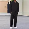 Conjunto de Dos Piezas para Hombre: Sudadera con Cremallera a Media Altura de Color Sólido con Cuello, Sudadera con Capucha y Pantalones - Nuevo para Primavera y Otoño 2026