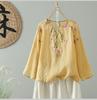 Camisa de Manga Larga de Algodón Bordado con Protección Solar para Mujer, Nuevo Estilo de Verano, Moderna, Ligera, Holgada, Casual, Talla Grande Top de Algodón y Lino