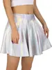 Saia Midi Circular Plissada Casual Fashion Metálica Feminina