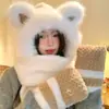 Bonito Sombrero de Oso para Mujer, Nuevo Estilo de Invierno, Felpa, Cortavientos, Engrosado, Cálido, Adelgazante de Rostro, Protector de Orejas, Gorro Bufanda