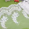 Tecido de malha bordado branco de seda de leite em estoque, 25,5 cm de largura, decoração floral para têxteis domésticos e embelezamentos de vestuário