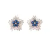 Moda Coreana Nuevos Pendientes de Estrella de Mar con Circonita Blanca y Azul para Mujer, Elegantes de Alta Gama Estilo Ins, Pendientes de Estrella Versátiles al por Mayor