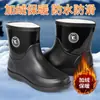 Botas impermeables con cordón engrosadas, tallas 39-48, tallas extragrandes, unisex, cálidas, impermeables, forradas de felpa, desmontables y antideslizantes, botas de lluvia para hombre