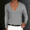 Serie de Ropa de Verano para Hombre Europea y Americana Transfronteriza 2024 AliExpress Amazon Estación Independiente Nueva Camiseta Lisa de Cuello en V
