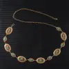 Cadena de Cintura Ovalada de Metal Retro con Turquesa para Mujer Estilo Étnico Bohemio Adorno de Cintura Sensación de Alta Gama Accesorio de Vestido