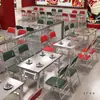 Restaurante de Hot Pot Estilo Industrial Tienda de Brochetas Kebab Mesa Plegable de Acero Inoxidable Tienda de Helados Estilo Hong Kong Puesto de Mariscos Silla Comercial