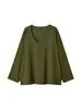 Roupas femininas mais vendidas na Amazon em vendas transfronteiriças para o outono de 2026: Blusa de tricô com gola U, modelagem solta, ombros caídos e estilo despojado, de manga longa, para mulheres.