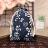 Bolsas de Lino Azul y Blanco Estilo Chino al por Mayor Bolsas de Lino y Algodón con Cordón para Sachet Vacío Bolsas para Joyería y Regalo Bolsas Organizadoras de Almacenamiento