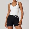 Chaleco deportivo Zechuang ajustado con contraste de color para mujer, sin espalda, para yoga, fitness, ropa exterior, top deportivo 8843