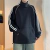 Moletom Funcional Avançado com Gola Alta Masculino Forrado com Fleece Outono e Inverno Tamanho Grande Algodão Veludo Raposa Prateada Pesado Solto Top Base