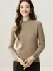 Suéter 100% cachemira pura para mujer, con cuello semi alto, corte holgado y efecto adelgazante, perfecto como capa interior o capa base para otoño e invierno.