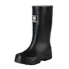 2026 Novo Modelo Botas de Chuva Femininas de Cano Médio, Sapatos de Água Antiderrapantes para Exterior, Botas de Borracha de Trabalho Fashion com Solado Grosso e Forro de Lã, Quentes