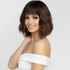 Pelucas Europeas y Americanas Transfronterizas para Mujer, Cabello Corto Rizado, Pelucas Completas Realistas de Cabello Humano, Mechas y Degradado de Cabello Sintético, Venta al por Mayor de Fábrica en Stock