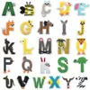 Bordado de computadora letras de animales color letras en inglés pegatinas adhesivas termofusibles accesorios para uniformes escolares pegatinas de tela bordadas