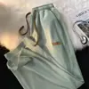 Pantalones de Chándal de Seda de Hielo para Hombre, Verano, Delgados, de Marca de Moda, Sueltos, Pantalones con Etiqueta para Trapear el Suelo