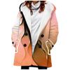Nuevo abrigo de trench para mujer 2023 estilo europeo y americano venta caliente transfronteriza abrigo con capucha estampado de rayas arcoíris 3D engrosado de invierno