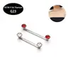 Aretes de piercing personalizados de ángulo recto transfronterizos, titanio F136 con rosca interna e incrustación de diamante, joyería para piercing corporal de titanio G23