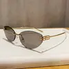 Óculos de sol oval sem aro estilo cat-eye Y2K, óculos de sol de metal com hastes vazadas, proteção UV de alta qualidade, marca B