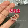 Collar de Corazón con Diamantes Completos de Alta Gama Marca T para Mujer, Lujo Ligero Personalizado, Estilo Europeo y Americano Transfronterizo, Coordinación de Parejas al por Mayor