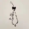 Cadena Minimalista para Teléfono con Perlas y Lazo, Correa de Muñeca, Cadena de Mano, Portacámaras y Llavero para Mujer