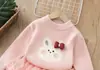 Suéter para Niña Engrosado de Terciopelo de una Sola Pieza con Falda de Tutú Conjunto de Dos Piezas para Bebé Niña Camiseta Interior de Cuello Redondo Conjunto