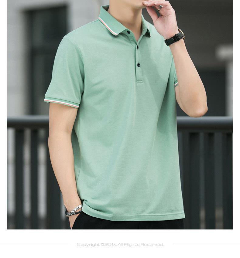 恒源祥桑蚕丝短袖T恤夏季男薄款商务休闲体恤t翻领莫代尔POLO衫男1