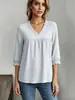 2026 Verano Transfronterizo Europeo y Americano Casual Suéter Jacquard Cuello en V Color Sólido Camisa para Mujer