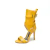 Sandalias de caña alta para mujer Verano Nuevo Tacón Stiffel Tacón Súper Alto Sandalias Caladas Punta Abierta Hebilla de Cinturón Sandalias Romanas Zapatos de Moda para Mujer