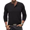 Camiseta masculina de manga longa lisa, gola Henley redonda, camiseta masculina de comércio exterior, mais vendida na Amazon, estilo europeu e americano, 2026