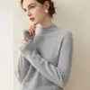 Suéter de punto 100% cachemira pura, nuevo para otoño e invierno, corte holgado con bordes enrollados, cuello semialto, suéter pullover versátil, capa base