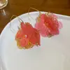 Pendientes de Borla de Flor de Perla Rosa Plateada Clavos de Oreja Pequeños Frescos Estilo Mori Accesorios de Oreja de Alta Gama Moda Venta al por Mayor