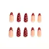 Puntas de uñas rojas y blancas de lunares con forma de almendra, manicura francesa roja retro, pegatinas de uñas postizas de lunares, venta al por mayor para ventas transfronterizas