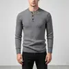 Suéter Masculino de Malha Trançada com Gola Henley Transfronteiriço, Blusa de Tricô Torcido Slim Fit Outono e Inverno, Camisa Base Versátil e Estilosa para Homens