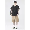 Camiseta de Manga Curta Cor Sólida Masculina Verão Nova Solta Gola Redonda Roupas Tendência Cor Pura Branca t Manga Curta Tamanho Grande Masculino