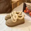 Mocasines de Pisar Nieve Confortables Piel Sintética Nuevo Casual Retro 2026 Suela Gruesa Con Felpa Cálido Invierno Zapatos de Algodón