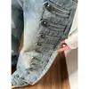 Jeans transfronterizos estilo americano inspirados en Napoleón para mujer, con un nuevo diseño con hebillas metálicas, un look único y elegante, y una silueta holgada, de pierna ancha y corte curvo.