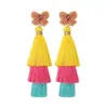 Pendientes de Borlas Europeos y Americanos de Estilo Étnico Transfronterizos Amazon, Pendientes de Botón de Semillas Únicos Hechos a Mano de Alta Gama, Accesorios para Mujer de Nicho