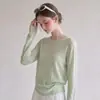 Estilo casual y fresco, camiseta fina de manga larga de color liso para mujer, nuevo top casual suelto adelgazante de verano 10474