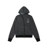 Sudadera con capucha de estilo callejero americano, con rayas negras y grises en patrón de cruz, para mujer, nueva para primavera y otoño, manga larga, corte corto, hombro normal, ajuste holgado