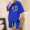Conjunto Casual Waffle Masculino Verão Seda Gelada Camiseta de Manga Curta Conjunto de Roupas Masculinas com Marca de Moda Bonita Roupas Esportivas