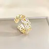 Anillo Ladrillo de Diseño Nicho de Alta Gama Lujo Accesible para Mujer Moda Europea y Americana Creativo Zirconia Chapado en Oro Anillo Abierto Ajustable
