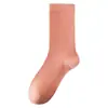 Calcetines de verano blancos finos para mujer hasta la mitad de la pantorrilla con abertura ancha, transpirables y absorbentes del sudor, adecuados para combinar con zapatos pequeños de cuero, calcetines posparto, calcetines de algodón holgados