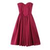 Casa Mismo Estilo rojo vino De Alta Gama Falda Grande Elegante Falda Strapless Vestido de Largo Medio para Mujer Vestido Falda Larga